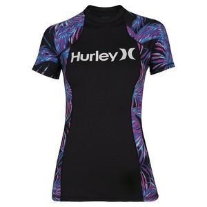 Hurley Women's One and Only Surf Shirt Rash Guard - Black/Purple